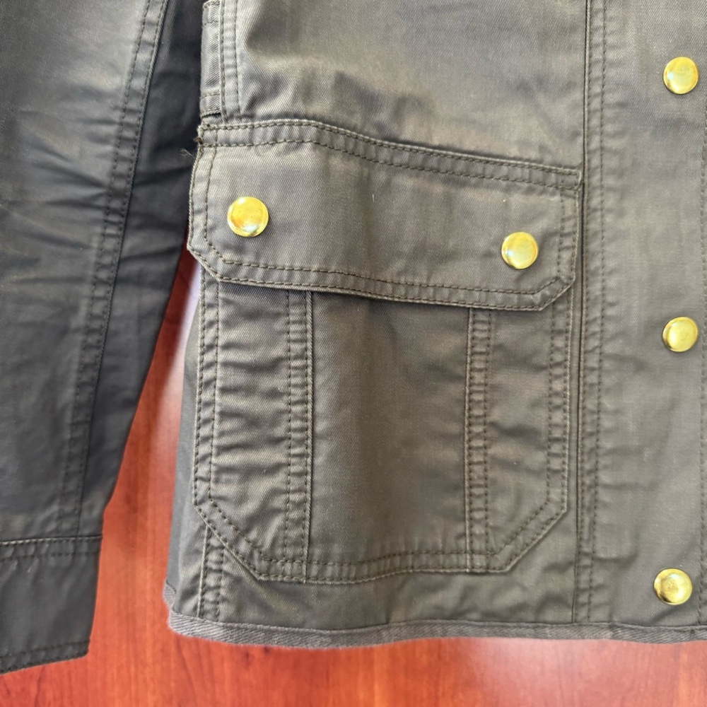 J. Crew Utility Jacket Green Size XXS Brass Hardware Pockets Wax Cotton 100% - Picture 7 of 10